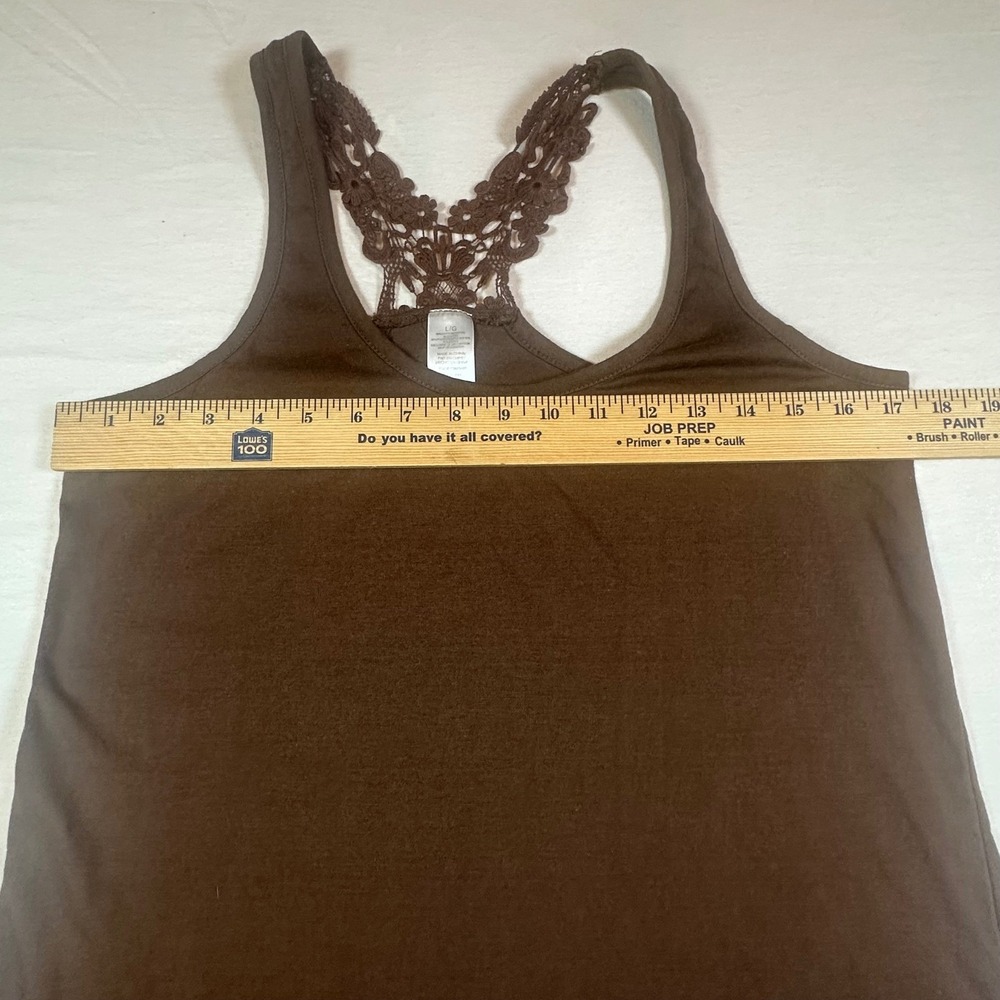 Women's Brown Crochet Racerback Tank Top Casual Summer Everyday Size Large - Picture 5 of 7